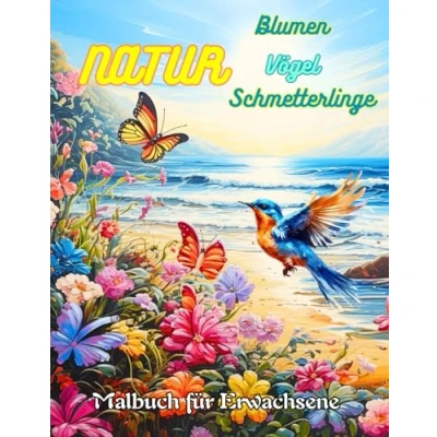 Abbildung von Natur Blumen Vögel Schmetterlinge Malbuch: Das Ausmalbuch für Erwachsene und Senioren mit Kunstvollen Natur, Blumen, (RoseMary Malbücher)