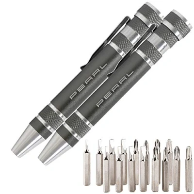 Abbildung von PEARL Brillen Schraubendreher: 2er Pack 8in1 Schraubendreher im Kugelschreiber Design, (Bithalter, Mini Schraubenzieher, Feinmechaniker)