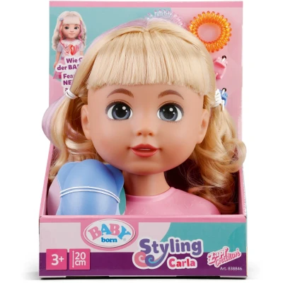 Abbildung von BABY born Stylingkopf Carla, Frisierkopf mit hochwertigem Nylon Haar zum Stylen inkl. Accessoires, für Kinder ab 3 Jahren geeignet, 838846 Zapf Creation