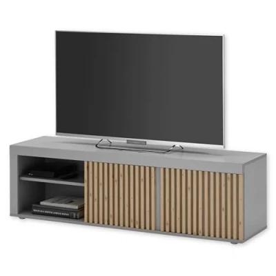 Abbildung von Jasper TV Lowboard in Grau, Artisan Eiche Optik Moderner Schrank mit viel Stauraum für Ihr Wohnzimmer 150 x 40 cm (B/H/T)