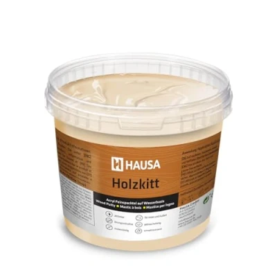 Abbildung von HAUSA Holzkitt 1 kg Eiche Dunkel Holzspachtelmasse, Kitt für Holz, Holzspachtel/Füllmasse zum Reparieren von Holzschäden gebrauchsfertig ausgezeichnete Füllkraft schnelltrocknend rissbeständig