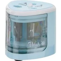 Abbildung von Peach PO102 elektrischer universal Anspitzer inkl. Ersatzteile für alle Bleistifte, Buntstifte, Eyeliner und Wachsmalstifte Doppelspitzer Stifte von 6 8 mm 9 12 blau