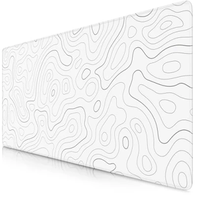 Abbildung von TITANWOLF XXL Speed Gaming Mauspad 900 x 400mm Mousepad Tischunterlage Large Size verbessert Präzision und Geschwindigkeit Topography White