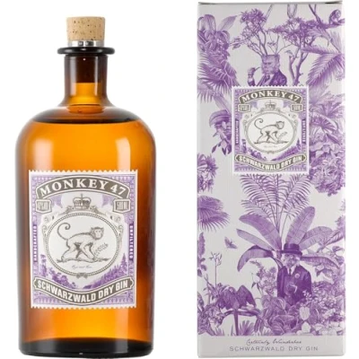 Abbildung von Monkey 47 Schwarzwald Dry Gin in Geschenkverpackung, Ultra Premium mit Wacholderaroma &amp; frischen Zitronen und Fruchtnoten, 500 ml