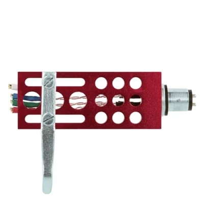 Abbildung von THAKKER HS 18 CNC gefrästes Aluminium Headshell rot SME Anschluss inkl. Kabel, Schrauben in 4 unterschiedlichen Längen, Muttern und Unterlegscheiben