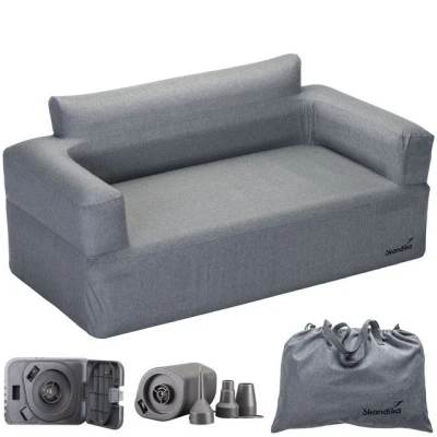 Abbildung von Skandika Luftsofa Easy Air Double, Aufblasbares Sofa mit Elektropumpe, Outdoor, bis 200 kg, Tragetasche, Aufladbar USB Ladekabel, Indoor, Camping