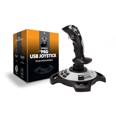 Abbildung von MAXX TECH USB Joystick, 12 progammierbare Tasten, 8 facher Kopfschalter, Schnellfeuerabzug &amp; Drehruder Steuerung, für PC