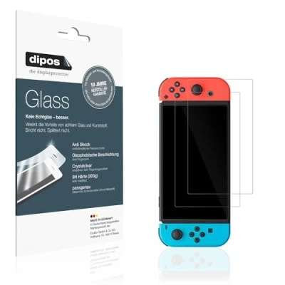 Abbildung von dipos I 2X Displayschutz 9H klar kompatibel mit Nintendo Switch OLED Schutzfolie Anti Shock Folie