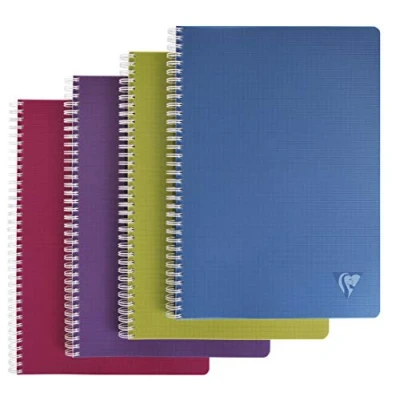 Abbildung von Clairefontaine 329116C Packung mit 5 Spiralheften Linicolor INTENSIV, DIN A4 50 Blatt 90g französische Lineatur, farbig sortiert, 1 Pack