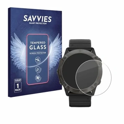 Abbildung von Savvies Panzer Schutz Glas für Garmin Fenix 6X Pro 9H Hartglas, Anti Fingerprint, Displayschutz