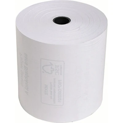 Abbildung von Exacompta 43817E 10er Pack Thermopapierrollen 1 lagig Breite: 80mm, Länge: 76m, Durchmesser Kern: 12mm 55g/m² rückseitig bedruckt für Kassen Kassenrolle