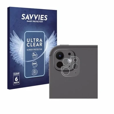 Abbildung von Savvies 6 Stück Schutzfolie für Apple iPad Pro 11&quot; WiFi 2024 (NUR Kameraschutz) Displayschutz Folie Ultra Transparent