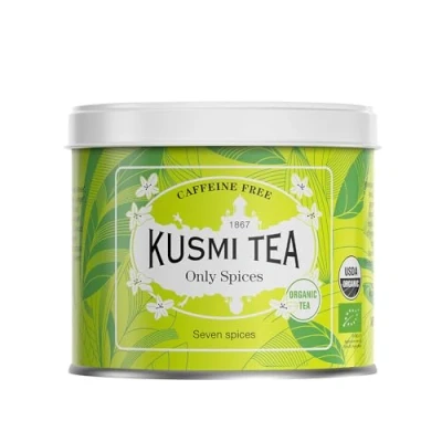 Abbildung von Kusmi Tea Only Spices Teemischung aus 100% Bio Gewürzen Zimt, Anis, Ingwer, Lakritz, Fenchel Koffeinfreier Kräutertee Gewürztee Loser Tee 100 g Metalldose Menge für etwa 50 Tassen