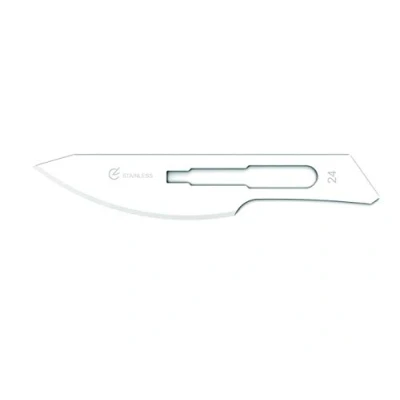 Abbildung von Gima Sterile Klingen aus rostfreiem Edelstahl mit abgerundeter Standardspitze, zum Einmalgebrauch, Nr. 24, 100 einzeln verpackte