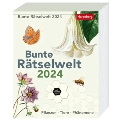 Abbildung von Bunte Rätselwelt Tagesabreißkalender 2024. Tages Tischkalender 2024 mit abwechslungsreichen Quizfragen zu Flora und Fauna für schlaue Rätselfüchse. Format 12,5 x 16 cm: Pflanzen, Tiere, Phänomene