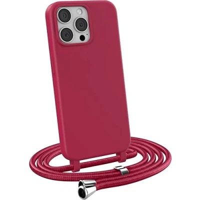 Abbildung von MyGadget Handykette für iPhone 13 Pro [ Hülle mit verstellbaren Band ] TPU Handyhülle Handyband zum Umhängen Kordel Schnur Case Schutzhülle Bordeaux