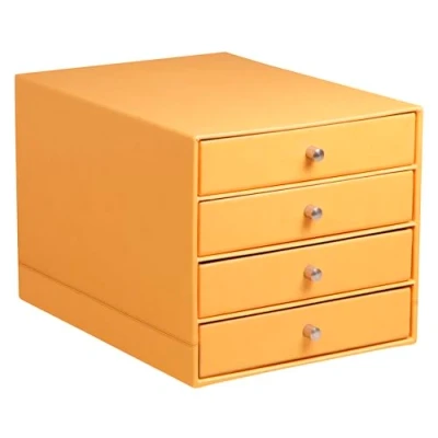 Abbildung von Rhodia 118860C Schubladenbox (mit 4 Schubladen, 24,8 x 32,7 22,8 cm, aus italienischem Kunstleder, ideal für Ihre Organisation, elegant und stabil) orange