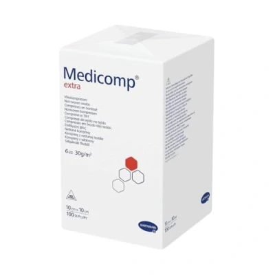 Abbildung von Medicomp Extra Vlieskompressen 5 x cm, 6fach, unsteril 100 Stück in Papierbeuteln