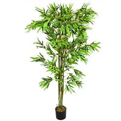 Abbildung von Decovego Bambus Strauch Kunstpflanze Bambusbaum Kunstbaum Baum Künstliche Pflanze Bamboo Künstlich Echtholzstamm Innendekoration Deko 180 cm