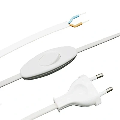 Abbildung von Zuleitung mit Stecker und Schalter 1,50 Meter Weiß Anschlusskabel Netzkabel Stromkabel Schnurzwischenschalter Eurostecker 2x0,75qmm 250V W Länge 1500mm