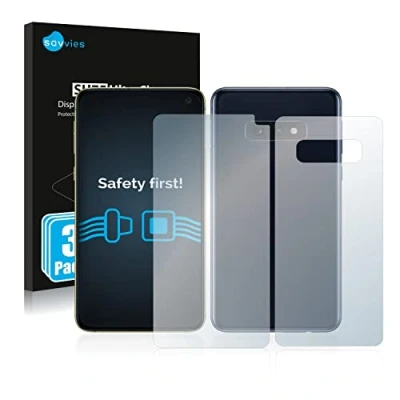 Abbildung von Savvies 6 Stück Schutzfolie für Samsung Galaxy S10e (Display+Rückseite) Displayschutz Folie Ultra Transparent