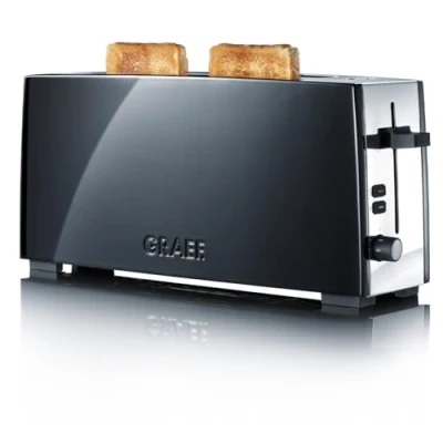 Abbildung von Graef TO92, 2 Scheibe(n), Schwarz, Aluminium, Edelstahl, Tasten, Drehregler, Bread slice centring Cable rewind Control knob with Clic function Extra lift for simple..., 880 W