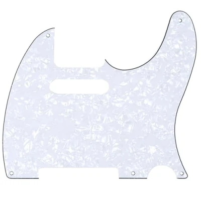 Abbildung von Musiclily 5 Löcher Vintage Tele Pickguard Gitarren Schlagbrett für Fender American/Mexican Telecaster E Gitarre, 4 lagig White Pearl
