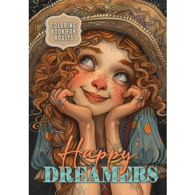 Abbildung von Happy Dreamers coloring book for Adults: Portrait Adults Grayscale faces cute daydreaming people: ... daydreamer