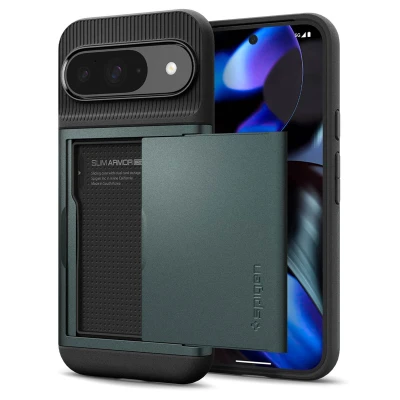 Abbildung von Google Pixel 9 Hülle Kunststoff Spigen Hard Case/Backcover Handyhülle Grün Shockproof/Stoßfest