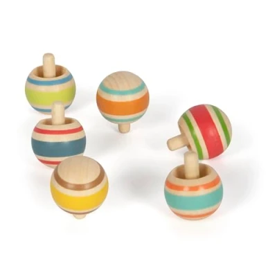 Abbildung von small foot Wendekreisel Set aus Holz, ideales Mitbringel, 6 Kreisel, Beschäftigung für Kinder ab 3 Jahren, 12606
