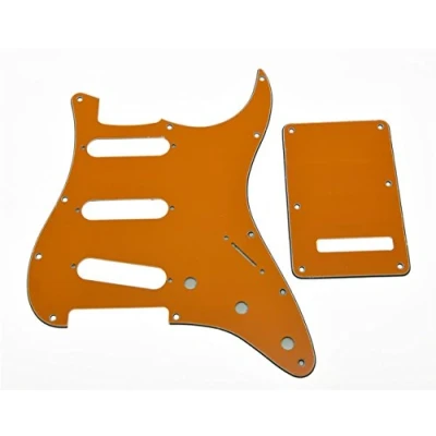 Abbildung von KAISH 11 Loch Strat Style SSS Schlagbrett ST Rückplatte Tremolo Trem Abdeckung für USA/Mexiko Stratocaster/Strat Orange 3 lagig