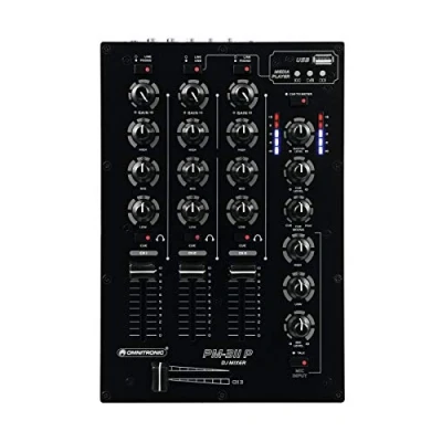 Abbildung von Omnitronic PM 311 P 3 Kanal DJ Mixer mit integriertem MP3 Player Mikrofoneingang Talkover Schalter