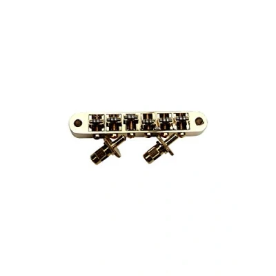 Abbildung von Guyker Guitar Roller Saddle Bridge Tune O Matic Bridges with Post Hole 4.2mm Replacement Compatible Gibson Les Paul LP SG 6 String Electric BM015 (Golden)