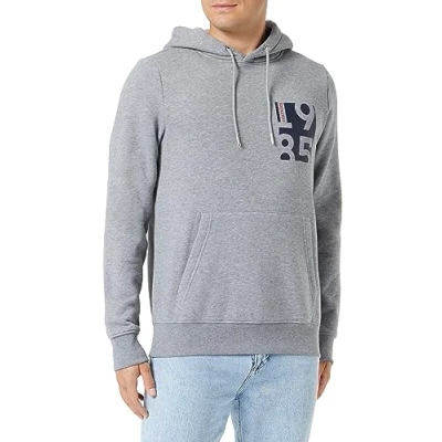 Abbildung von Tommy Hilfiger Chest Print Hoody Sweatshirt, Herren, Größe: Small, Medium grey heather