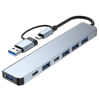 Abbildung von 7 in 2 USB C Hub, Hub 3.0 Multiport Splitter Adapter mit 3.0, 2.0 Ports, C, Typ Multiple Plug