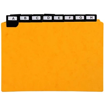 Abbildung von Exacompta 13758E Trennblätter Colorspan 24 teilig DIN A5 210x148mm quer mit schwarzen Metalltaben Register gelb