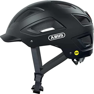 Abbildung von ABUS Stadthelm Hyban 2.0 MIPS Fahrradhelm für den Alltag mit Rücklicht, ABS Hartschale, Aufprallschutz Damen und Herren Schwarz Matt, Größe M