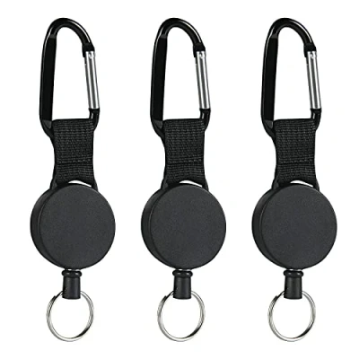 Abbildung von Vicloon 3 Stücke Schlüsselband ausziehbar, Heavy Duty Retractable Schlüsselrolle Schlüsselkette mit 80cm Stahldrahtseil, Ausweis Jojo für Hose und Gürtel Schwarz