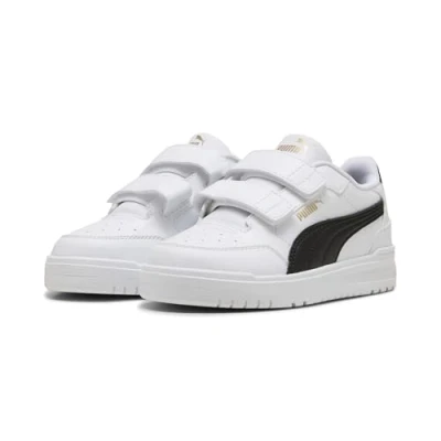 Abbildung von Puma Shuffle Downtown Low Sneakers Kinder Schuhe White/Black/Gold Größe: 30