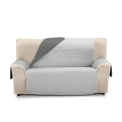 Abbildung von Martina Home Gesteppter Sofabezug, wendbar, Bernstein, 2 Sitzer, XL, Grau/Anthrazit
