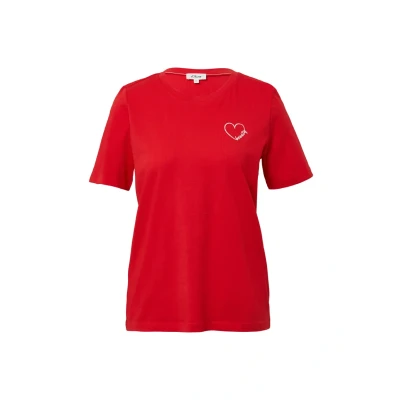 Abbildung von s.Oliver AUS MIT Stickerei Tshirt print, Damen, Größe: 34, Preiselbeere