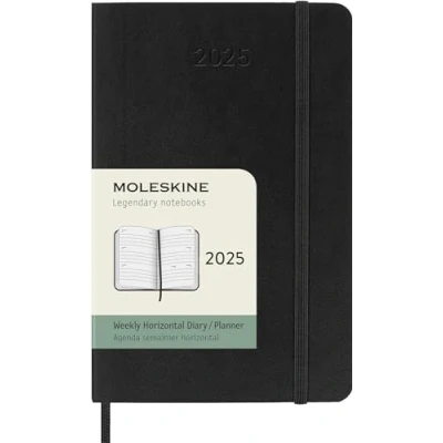 Abbildung von Moleskine Weekly Planner, Horizontale 12 Monats Wochenplaner 2025, Weicher Einband und Elastischer Verschluss, Farbe Schwarz, TaschenFormat 9x14 cm