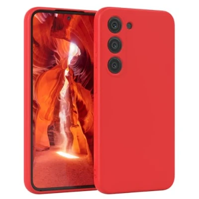 Abbildung von EAZY Case Silikonhülle für Samsung Galaxy S23 Hülle Silikon Rot weich stoßfeste Handyhülle Schutzhülle mit Kameraschutz Dünn Premium Schutz Cover TPU Phone Bumper in