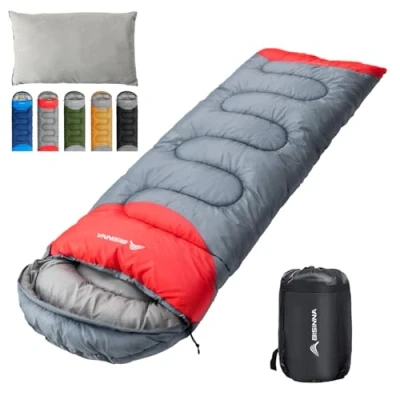 Abbildung von BISINNA Schlafsack 1.9kg 4 Jahreszeiten Wasserdichter Warmer Deckenschlafsack mit Kompressionssack für Erwachsene, Damen, Herren Outdoor Camping, Wandern, Rucksackreisen