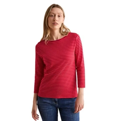 Abbildung von Cecil Gestreiftes Langarmshirt, Damen, Größe: XS, Rot