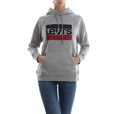 Abbildung von Levi&#039;s Damen Graphic Sport Hoodie Kapuzenpullover , Sportswear Smokestack Htr, L