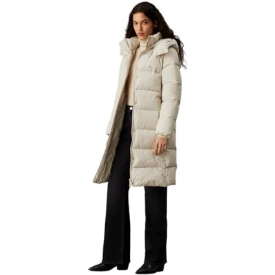 Abbildung von Calvin Klein Jeans Langjacke MONOLOGO NON DOWN LONG PUFFER mit gedrucktem Logomarkenlabel