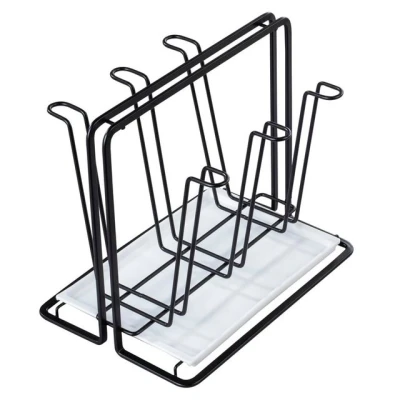 Abbildung von Xavax Abtropfgestell für 6 Flaschen (Flaschenhalter aus Metall, Abtropfständer Gefäße mit Abtropfschale, Sodastream, Air up, Avent, Philips), schwarz