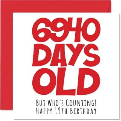 Abbildung von Stuff4 Geburtstagskarte zum 19. Geburtstag für Männer und Frauen 6940 Tage alt lustige Teenager Bruder, Schwester, Sohn, Tochter, Cousin, 145 mm x