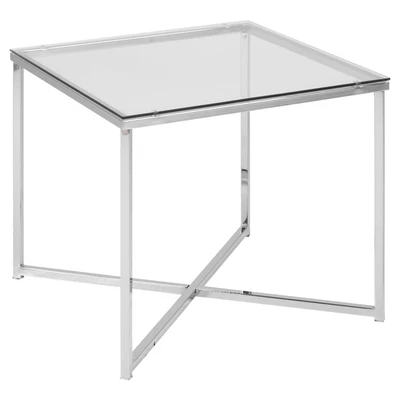 Abbildung von ACTONA GROUP Couchtisch &quot;Cross&quot;, Beistelltisch, gehärtetem Klarglas, Stahlgestell, B: 50 cm